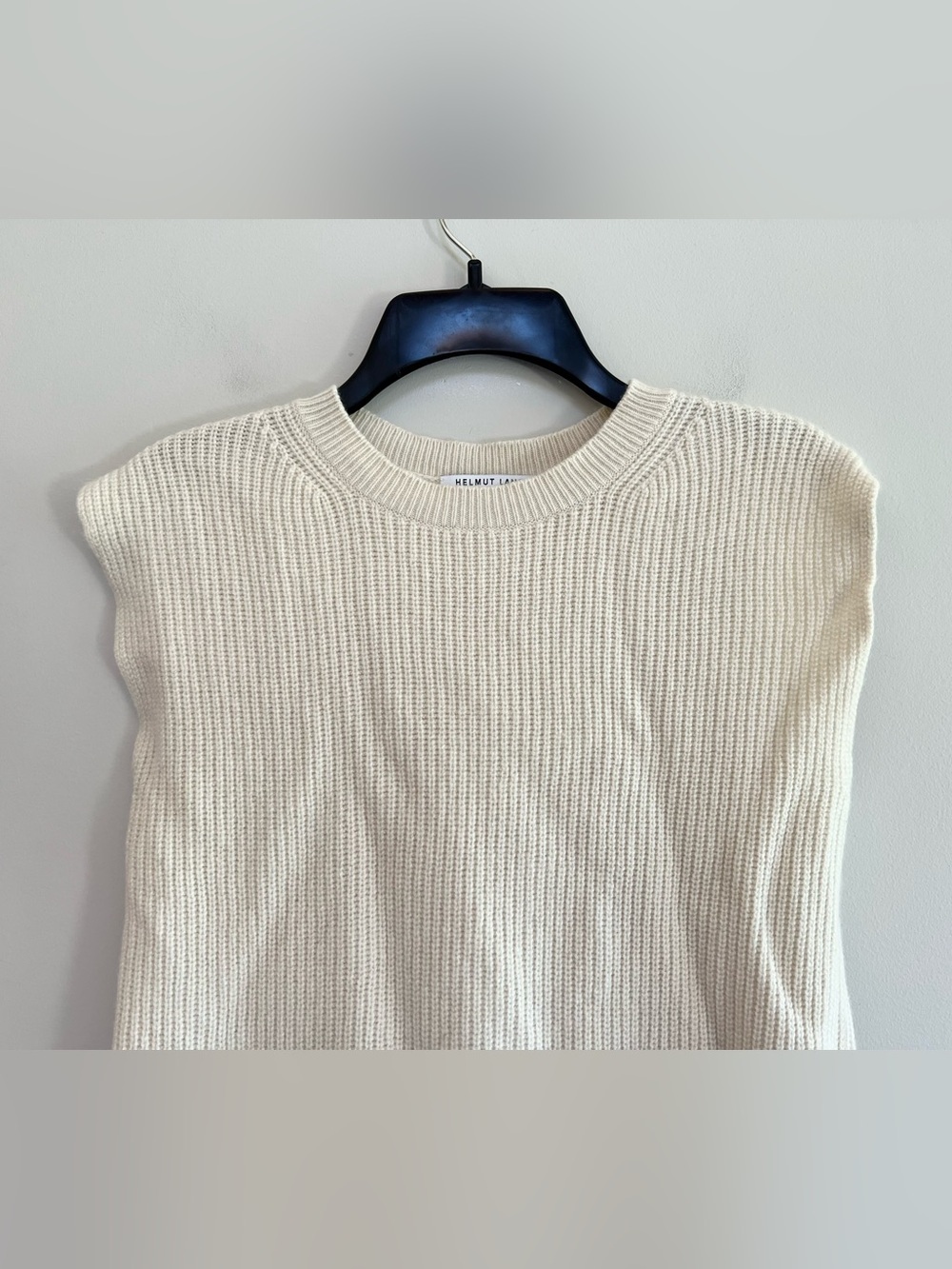 Helmut Lang Wool Cashmere Sleeveless Knit Tunic Sweater Dress Ivory Cream, Small - Picture 4 of 10